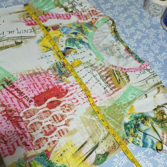 Onque Woman Elements Sz 1X Multicolor Bling Fun Eiffel Tower Graphic Top - Picture 9 of 12